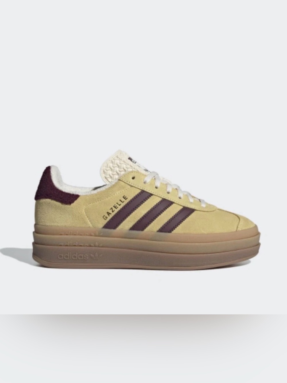 Adidas Gazelle Women Bold Almost Yellow Maroon Sports Sneaker Sz 7.5 New